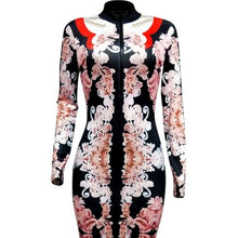 Load image into Gallery viewer, Wholesale 3 Pack: Callie Geisha: Cherry Blossom Sexy Stretch Bodycon Zip Up Midi Dress
