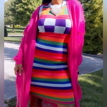 Load image into Gallery viewer, Elaine Rainbow: Stripe Knit Sleeveless Colorblock Sweater Midi Dress LARGE

