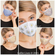 Load image into Gallery viewer, Wholesale 3Pack: Callie Jewel: Rhinestone White Anti-Dust Red Blue Multicolor Bling Face Mask
