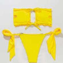 Lade das Bild in den Galerie-Viewer, Wholesale 3 Pack: Stasia Booblicious Bold Yellow Dangling Rhinestone Charm String Bikini
