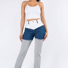 Load image into Gallery viewer, Wholesale 3 Pack: Callie Trifecta: Mixed Media White &amp; Blue Denim Jogger Pants
