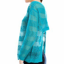 Load image into Gallery viewer, Wholesale 2 Pack: Stasia Turquoise Mesh: Blue Striped Sheer Knit Tops
