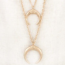 Load image into Gallery viewer, Wholesale 3 Pack: Callie Wu: Crescent Moon Triple Layered Curved Pendant Necklaces Gold Silver
