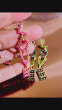 Carica e avvia il video nel visualizzatore di galleria, Wholesale 3 Pack: Callie LOVE: Stacked &amp; Dangling Jeweled Rhinestone Earrings
