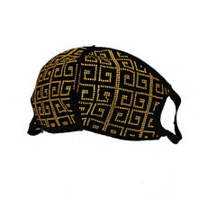 Carica l&#39;immagine nel visualizzatore di Gallery, Wholesale 4 Pack: Callie Greek: Gold Meander Rhinestone Face Masks

