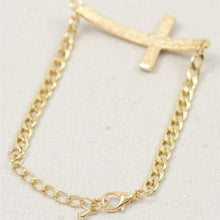 Load image into Gallery viewer, Wholesale 2Pack: Callie Cross: For the Love of Christ Rhinestone Bling Cross Gold Link Bracelet
