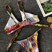 Cargar imagen en el visor de la galería, Wholesale 3 Pack: Callie Wild Snake &amp; Zebra Animal Print Tonga Bikini Swimsuit
