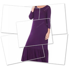 Cargar imagen en el visor de la galería, WHOLESALE 3 PACK: Elaine Ruffle: Purple Midi Work Dress w Pockets
