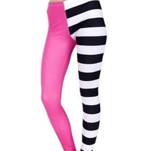 Load image into Gallery viewer, Wholesale 4 Pack: Stasia Pink &amp; Striped: WORK OUT 3D Black &amp; White Leggings
