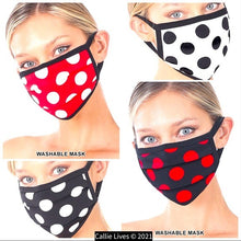 Cargar imagen en el visor de la galería, Stasia Red Polka Face: Washable Cotton Dot Masks 5 Pack

