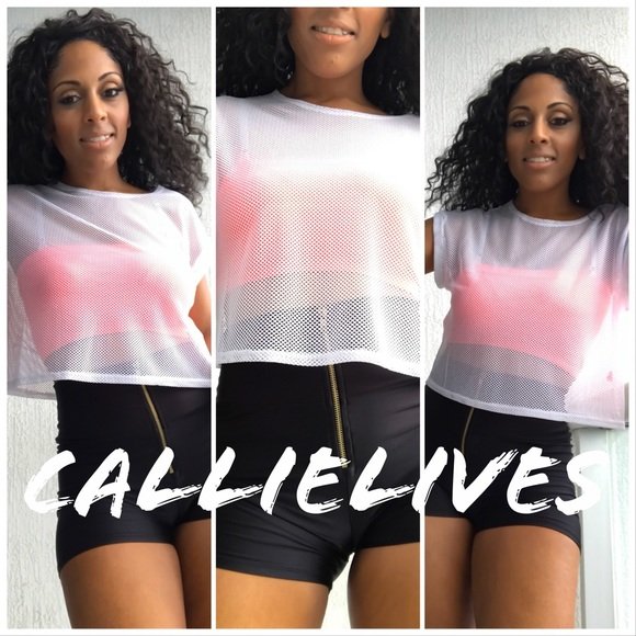 Stasia All Net: Mesh Crew Neck Cropped T-shirt, Tops, CallieLives 