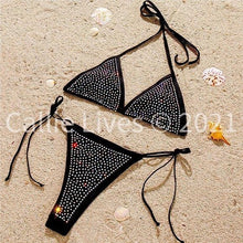 Carica l&#39;immagine nel visualizzatore di Gallery, Wholesale: 3 Pack: Callie Bling: Rhinestone Jeweled String Bikini
