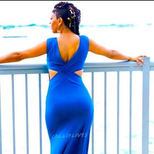 Load image into Gallery viewer, Wholesale: 3 Pack: Callie Beaded: Gold Pearl Sapphire Blue Maxi Dress
