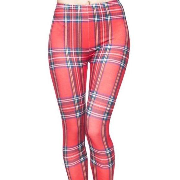 Wholesale 2 Pack: Miz Holiday Plaid: Red Green graphic Leggings SML
