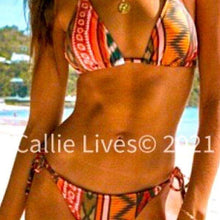 Lade das Bild in den Galerie-Viewer, Wholesale: 3 Pack: Callie Aztec Sunrise: Striped Tribal Triangle String Bikini
