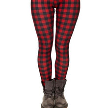 Load image into Gallery viewer, Wholesale 4Pack: Miz Gingham: Style Checkered Red &amp; Black Plaid 3D illusion Graphic Leggings XL
