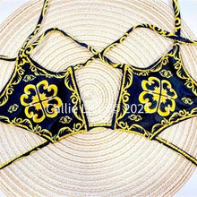 Load image into Gallery viewer, Wholesale: 2 Pack: Black Callie Baroque LeFleur Strappy Halter Brazilian Bikini
