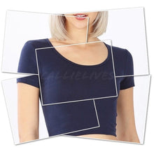 Load image into Gallery viewer, Wholesale 3 Pack Navy: Blue Short Sleeve T-Shirt Crop Tops
