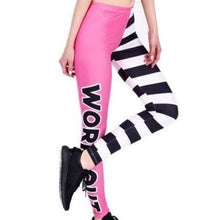 Lade das Bild in den Galerie-Viewer, Wholesale 4 Pack: Stasia Pink &amp; Striped: WORK OUT 3D Black &amp; White Leggings
