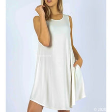 Load image into Gallery viewer, Wholesale 3 Pack: Elaine Sunday Swing: Sleeveless Curved Hem Pocket Tunic Dress
