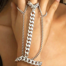 Load image into Gallery viewer, Callie Chain Gang: Three Ring Cuban Link Silver Hand Body Jewelry
