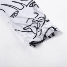 Carica l&#39;immagine nel visualizzatore di Gallery, Xena Sheer: Sketch Art Mesh Long Sleeve Mini Coverup Dress MEDIUM
