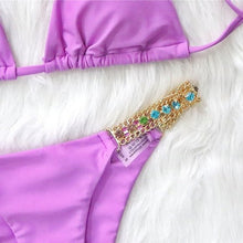 Cargar imagen en el visor de la galería, Wholesale 2 Pack: Callie Bling: Multi-colored Crystal Rhinestone Lilac Purple Bikini
