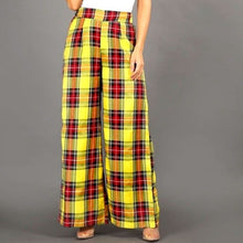 Load image into Gallery viewer, Callie Berry: Sunshine Yellow &amp; Red Plaid Wide Leg Palazzo Pants

