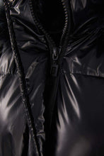 Load image into Gallery viewer, Miz Winter Puffer: PU Shiny Vegan Leather Faux Fur Hood Coat
