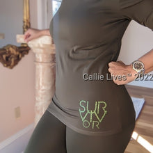 Carica l&#39;immagine nel visualizzatore di Gallery, Wholesale 3 Pack: Callie Survivor: Slim Fit OLIVE Green Long Sleeve Crew neck &amp; Leggings
