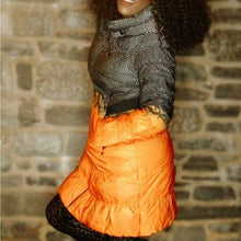 Charger l&#39;image dans la galerie, Miz Winter Puffer: Dotted Ombre Orange Drawstring Collar Long Coat L/XL
