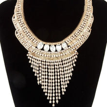 Load image into Gallery viewer, Wholesale 2Pack: Callie Egyptian Fringe Bling: Pave Crystal Rhinestone Bib Necklace in Gold
