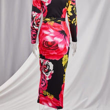 Lade das Bild in den Galerie-Viewer, Wholesale 2 Pack: Callie Geisha: Pink Yellow Floral Sash Zip-up Bodycon Sexy Stretch Midi Dress ML
