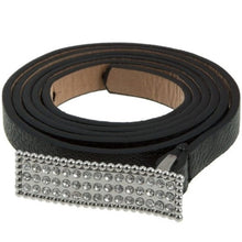 Load image into Gallery viewer, Wholesale 3 PK: Callie Skinny Bling: Rhinestone Simplistic Rectangular Vegan Leather Belt

