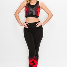 Load image into Gallery viewer, Wholesale 3 Pack: Callie Vegan: Leather Accent Color Blocking Racerback Legging Set
