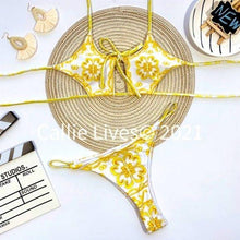 Carica l&#39;immagine nel visualizzatore di Gallery, Wholesale: Callie Baroque LeFleur Strappy Halter White Bikini
