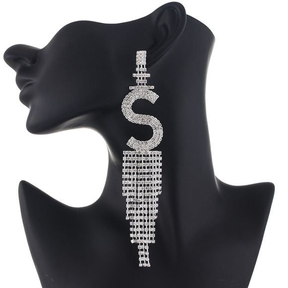 Wholesale 3 PK: Callie Bling: Gold or Silver Tone Letter S Pave Crystal Rhinestone Earrings