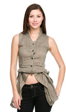 Load image into Gallery viewer, Elaine Edge of Bridgerton: Ruched Sleeveless Button Up Top
