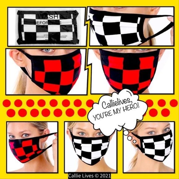 Wholesale 8 Pack: Miz ReadySetGo: Checkered Flag Red Black Flag Mask