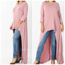 Load image into Gallery viewer, Wholesale 2 Pack: Elaine Flow Plus Size Hi Low Spring Pink Tunic Top 2X Green Pink
