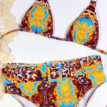 Cargar imagen en el visor de la galería, Wholesale 2 Pack: Callie Wild LeFleur: Leopard Wrap Turquoise Bikini

