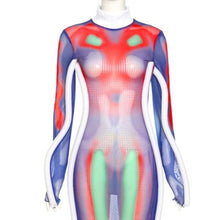 Lade das Bild in den Galerie-Viewer, Wholesale 3 Pack: STASIA 3006: Infrared Body 5th Element Mesh Long Sleeve Maxi Dress
