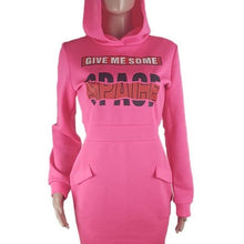 Load image into Gallery viewer, Wholesale 2PK or 4PK: Stasia Space: Give Me Some Hoodie Neon Pink Plus Size Dress

