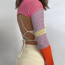 Load image into Gallery viewer, Wholesale 2 Pack: Stasia Contrast Crochet: Color Block Sleeve Sweater Shrug PINK ONE SIZE FITS S/M
