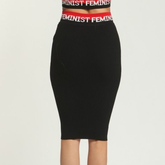 Wholesale 3Pack: Miz Pro-Choice Femme: Black Ribbed pencil skirt 
