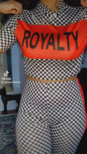 Load and play video in Gallery viewer, Miz Red Royalty: Checkered Black &amp; White Crop Top &amp; Bodycon Legging Set XL
