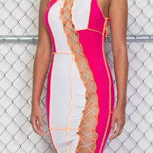 Load image into Gallery viewer, Stasia Cut &amp; Sewn: ASYMMETRICAL Strappy Laced-Up Mini Dress Medium
