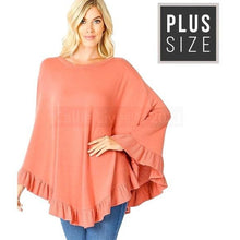 Load image into Gallery viewer, Callie Ruffle: Blush Pink Oversized Poncho Cape 1X/2X/3X
