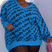 Load image into Gallery viewer, Wholesale 3PK: Callie Striped Love: Diagonal Graphic Printed V-Neck Sweater L/XL
