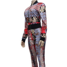 Load image into Gallery viewer, Wholesale 3 Pack: Callie Amaryllis: African Floral Purple Print Pantsuit Set
